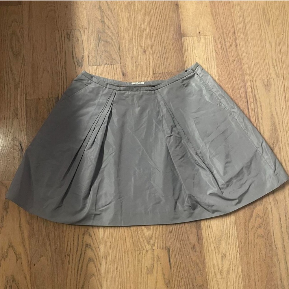 Miu Miu Gray Pleated A-Line Mini Skirt